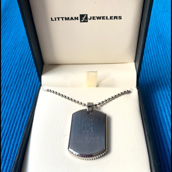 LITMAN JEWELERS Men’s Stainless Steel Pendant/Chain Engraved “In My Heart” - Picture 3 of 11